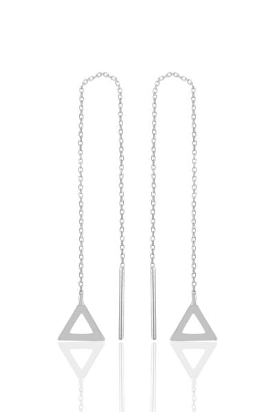 Gümüş rodyumlu  piramit gümüş zincir küpe SGTL10688RODAJ