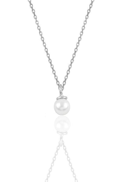 Gümüş rodyumlu zirkon taşlı inci kolye SGTL12018RODAJ