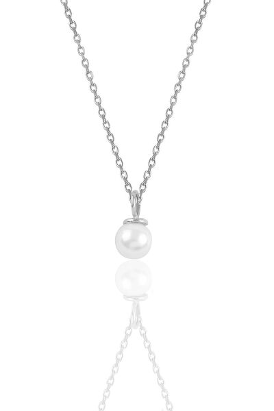 Gümüş rodyumlu zirkon taşlı inci kolye SGTL12018RODAJ