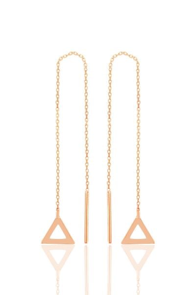 Gümüş rose piramit gümüş zincir küpe SGTL10688ROSE