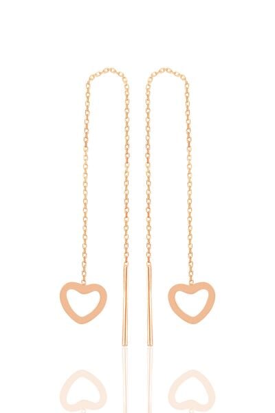 Gümüş rose kalp gümüş zincir küpe SGTL10689ROSE