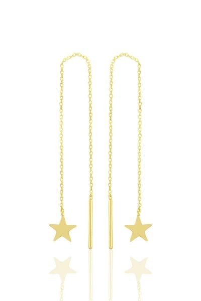 Gümüş altın yaldızlı yıldız gümüş zincir küpe SGTL10691GOLD