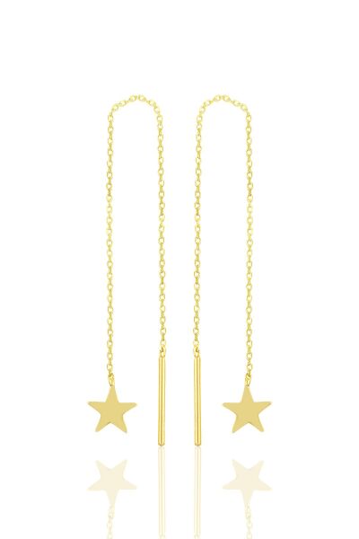 Gümüş altın yaldızlı yıldız gümüş zincir küpe SGTL10691GOLD