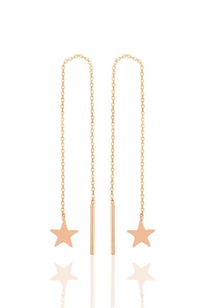 Gümüş rose yıldız  gümüş zincir küpe SGTL10691ROSE