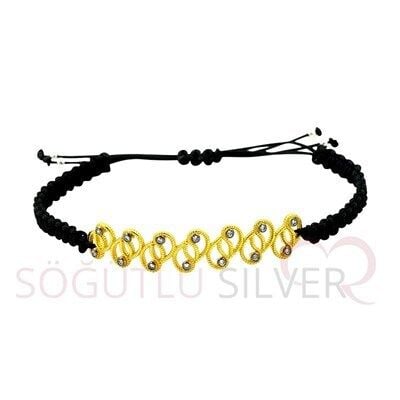 Yaldızlı ve zirkon taşlı ipli bileklik bileklik6872