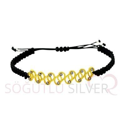 Yaldızlı ve zirkon taşlı ipli bileklik bileklik6872