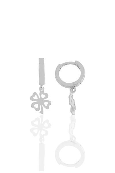 Gümüş desenli yonca  küpe Gümüş