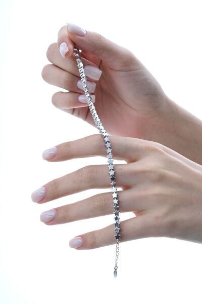 Gümüş rodyumlu modern görünümlü kayan yıldızlar bileklik SGTL12856RODAJ