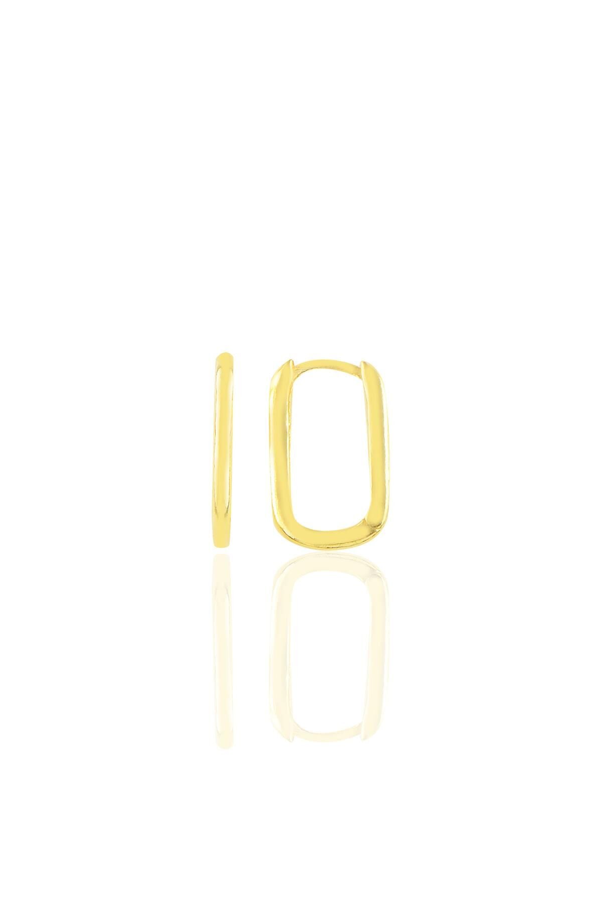 Gümüş altın yaldızlı  17 mm sade U modeli küpe SGTL10934GOLD
