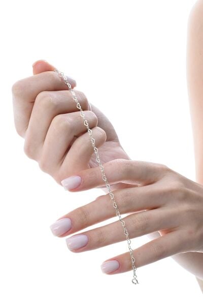 Gümüş rodyumlu tasarım birbirine bağlı kalpler zincir bileklik SGTL12857RODAJ