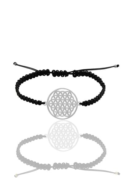 Gümüş rodyumlu yaşam çiçeği örgülü bileklik  SGTL11159RODAJ