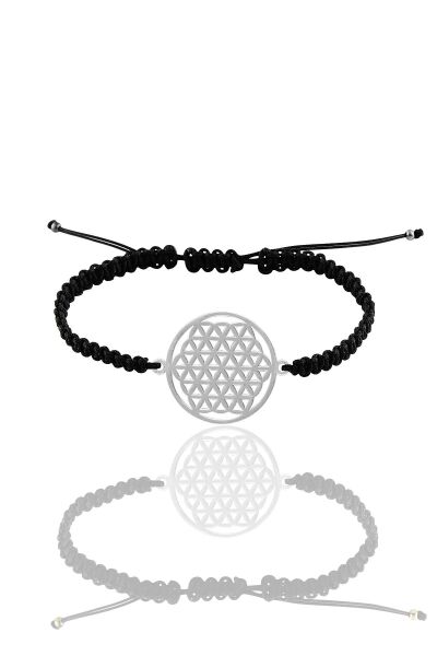 Gümüş rodyumlu yaşam çiçeği örgülü bileklik  SGTL11159RODAJ