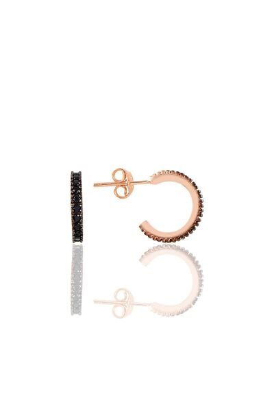 Gümüş rose  onix  taşlı 13 mm tamtur halka küpe SGTL10693SYH