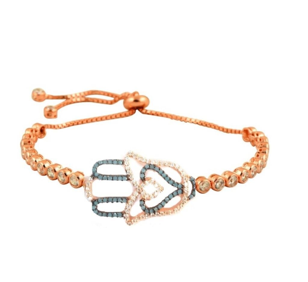 turkuaz taşlı fatma ana eli asansörlü bileklik SGTL2379