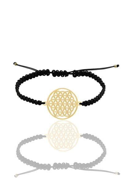 Gümüş altın yaldızlı yaşam çiçeği örgülü bileklik  SGTL11159GOLD