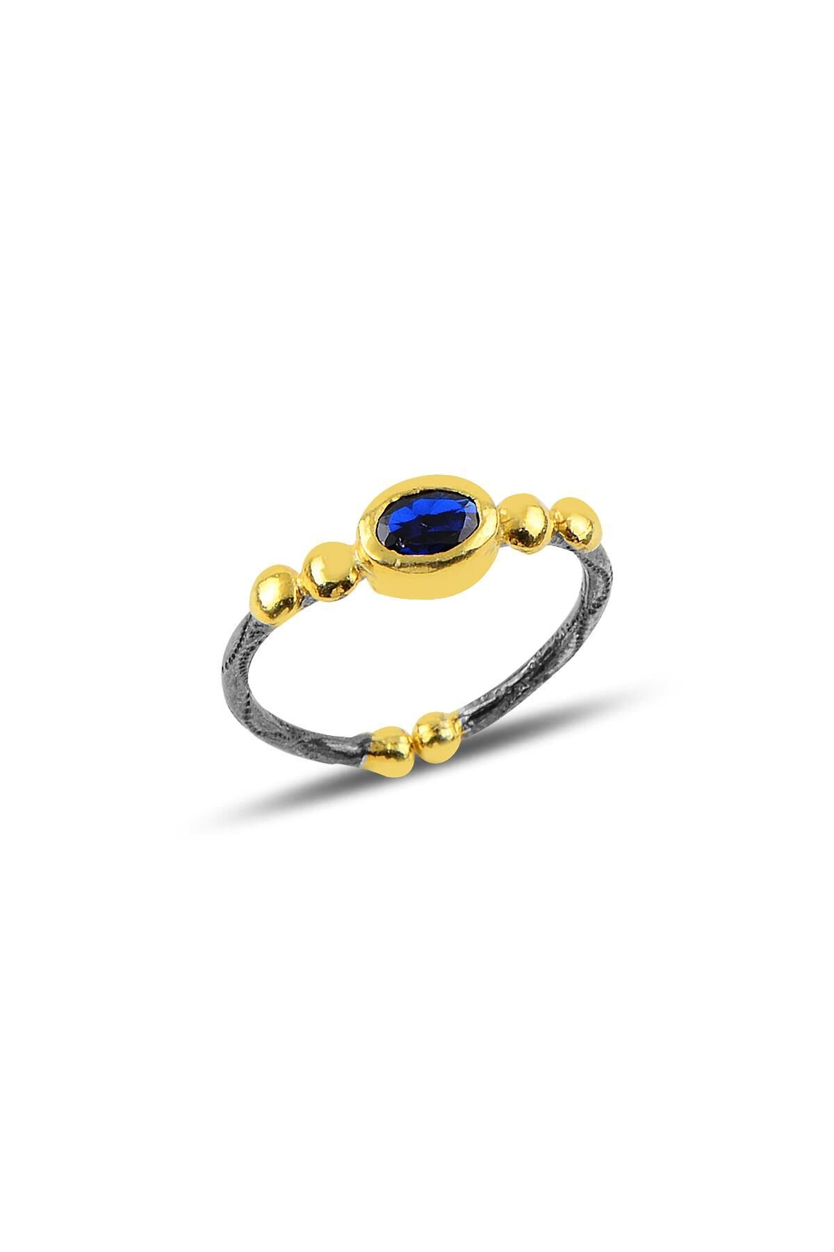 Gümüş ayarlamalı safir taşlı otantik yüzük SGTL9950SAFİR