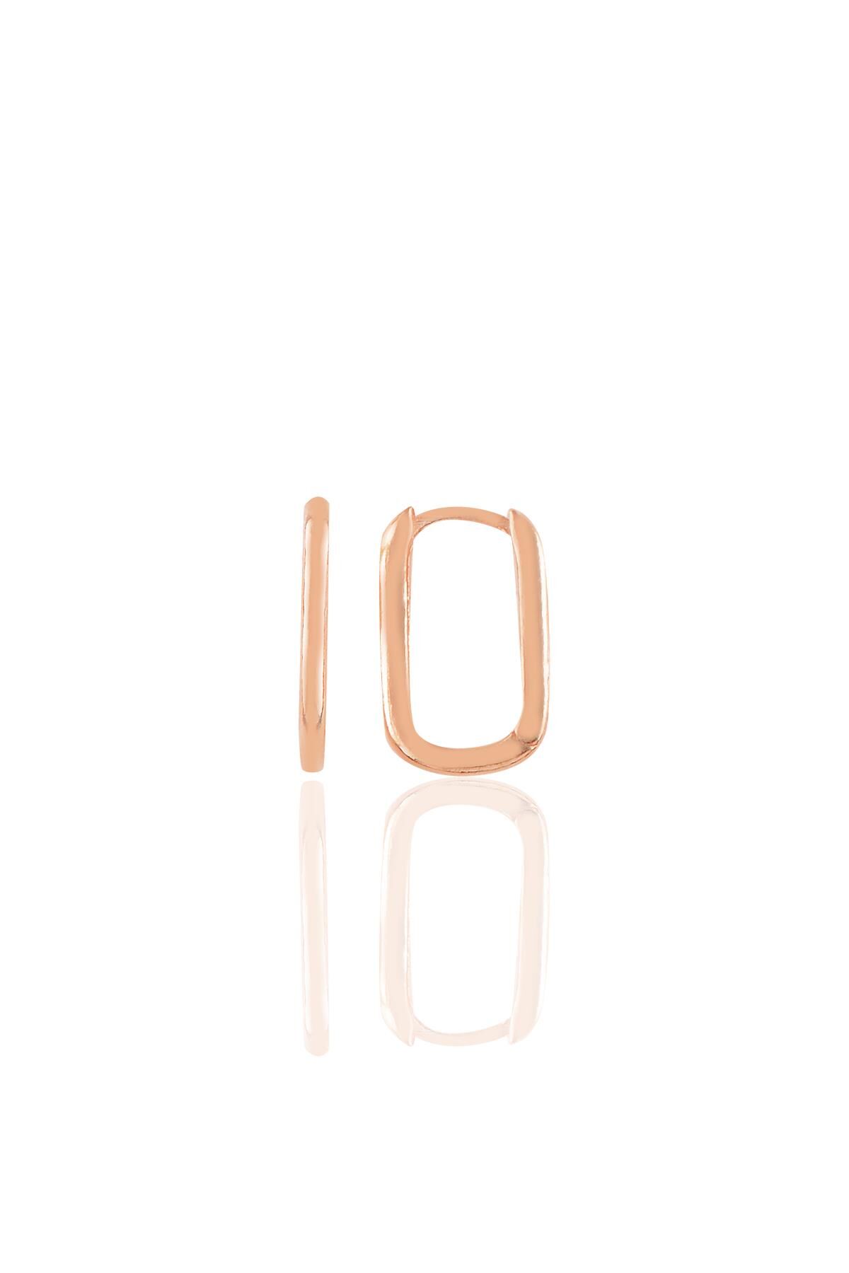 Gümüş rose  17 mm sade U modeli küpe SGTL10934ROSE