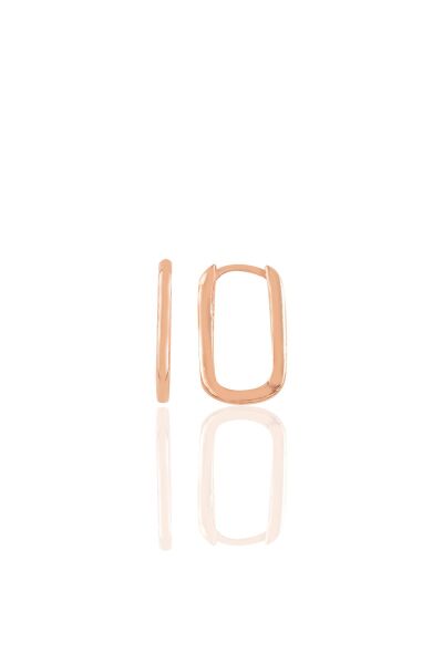 Gümüş rose  17 mm sade U modeli küpe SGTL10934ROSE