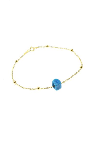 Gümüş turkuaz taşlı top top bileklik SGTL8518-SARI