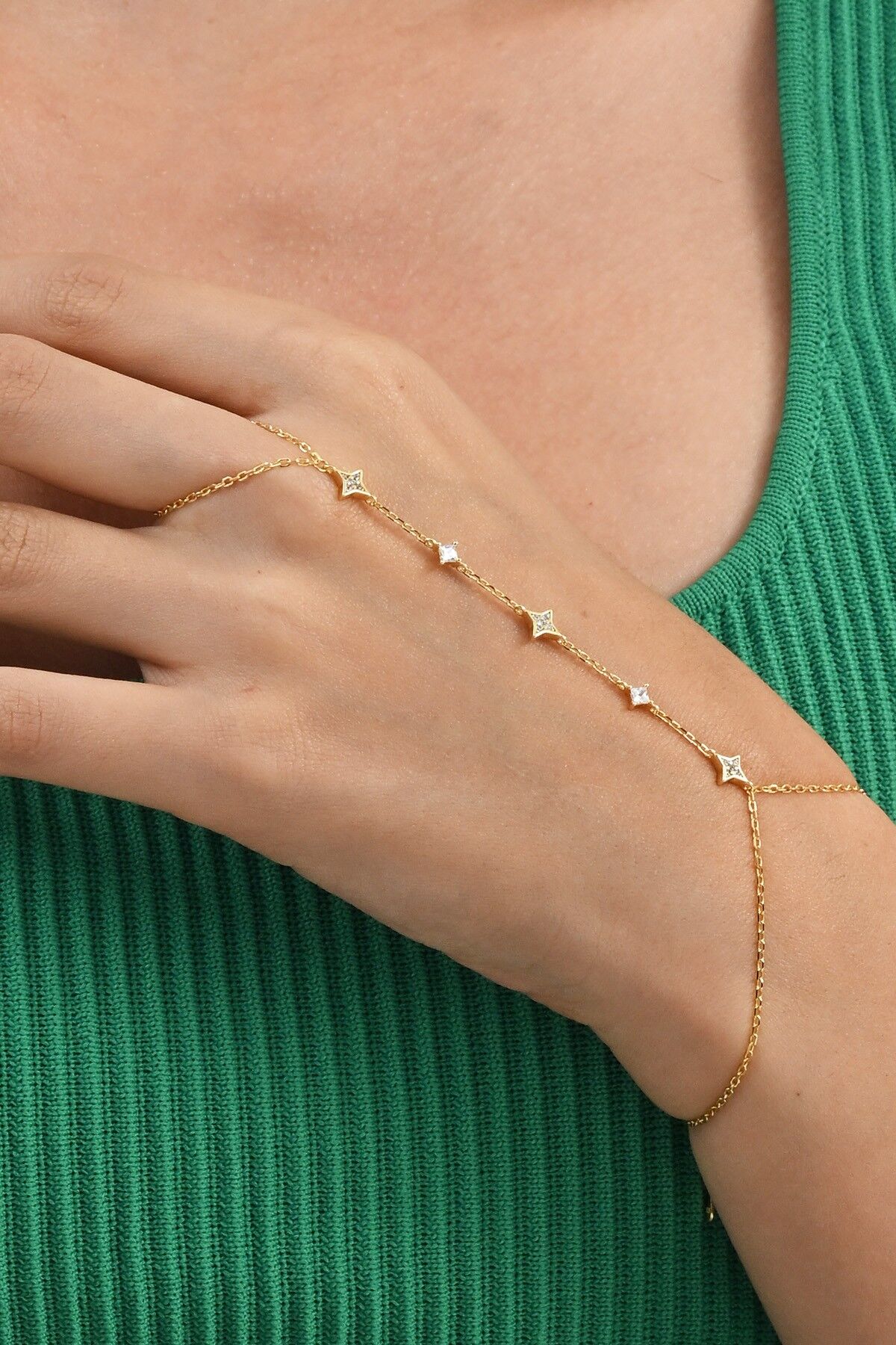 Gümüş altın yaldızlı zirkon taşlı kuzey yıldızı şahmeran SGTL13037GOLD