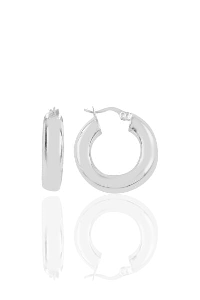 Gümüş  5 mm kalınlığında 21 mm büyüklüğünde kalın gümüş halka küpe SGTL10935RODAJ