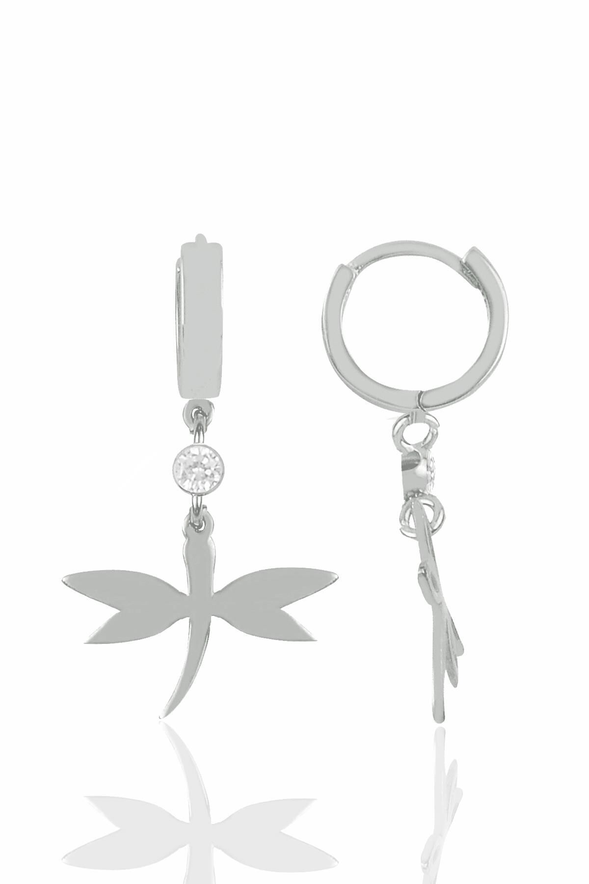 Gümüş rodyumlu zirkon taşlı yusufçuk küpe SGTL11158RODAJ