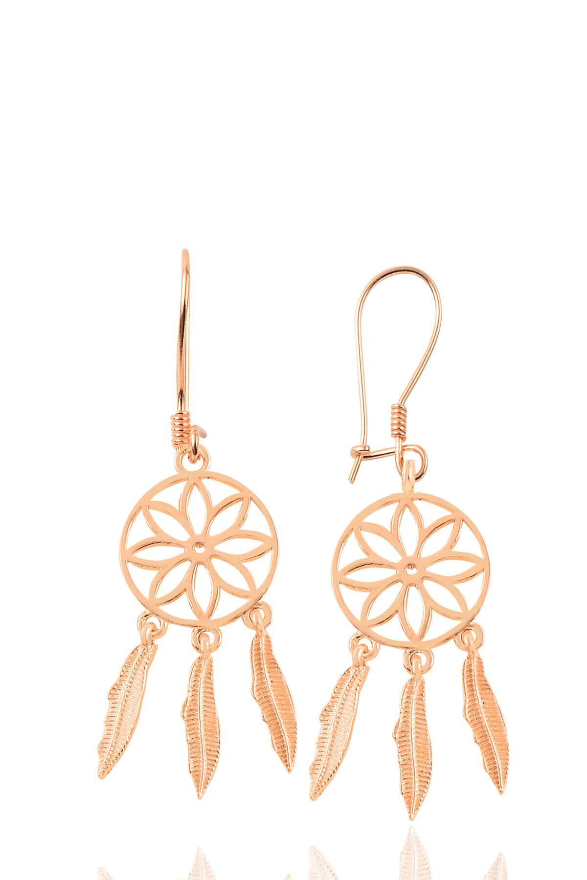 Gümüş Rose Düş Kapanı Sallantılı Küpe SGTL12215ROSE