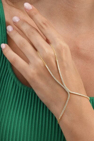 Gümüş altın yaldızlı zirkon taşlı su yolu modeli şahmeran SGTL13038GOLD