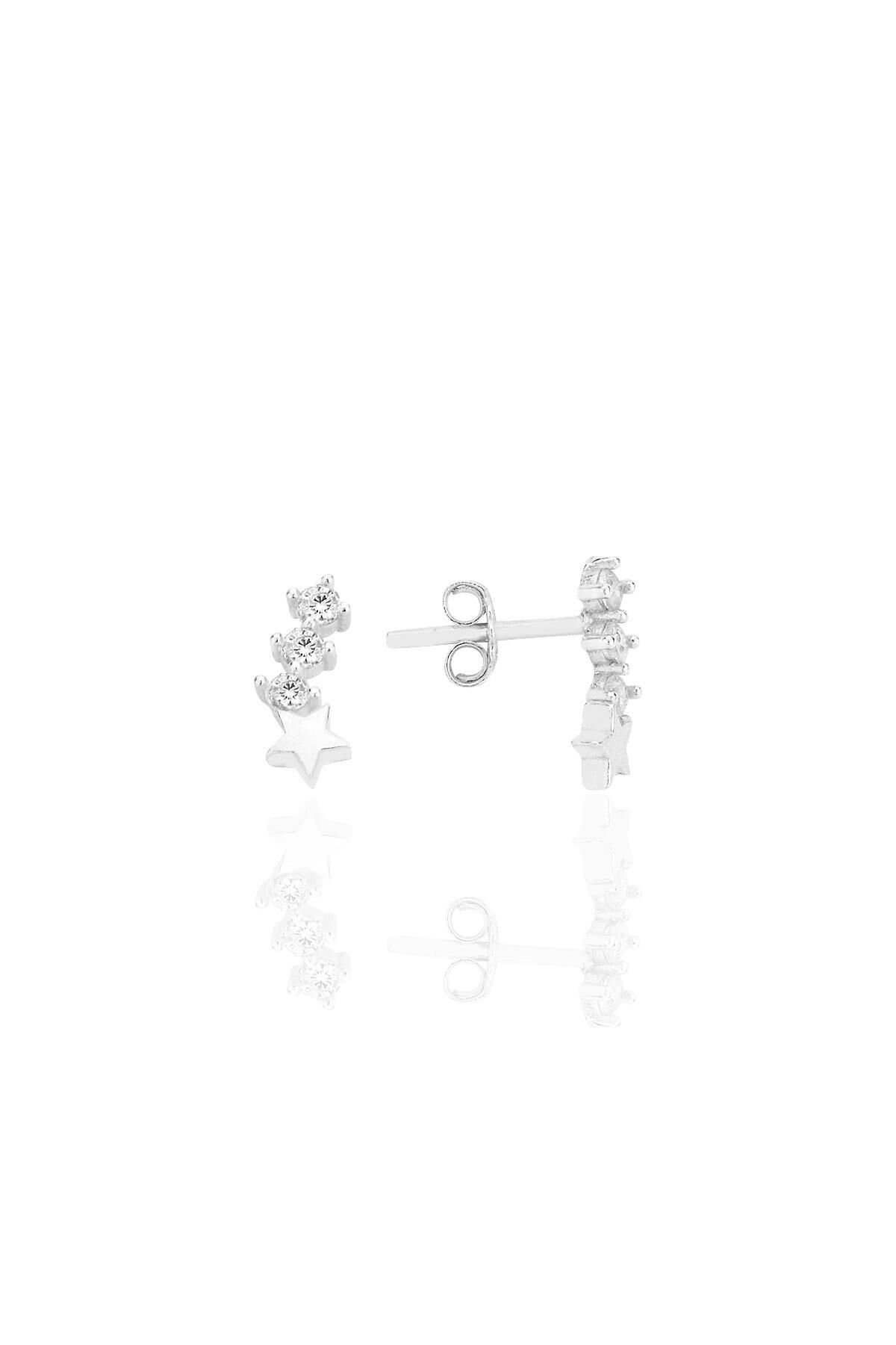 Gümüş rodyumlu zirkon taşlı kuyruklu yıldız küpe SGTL12551RODAJ