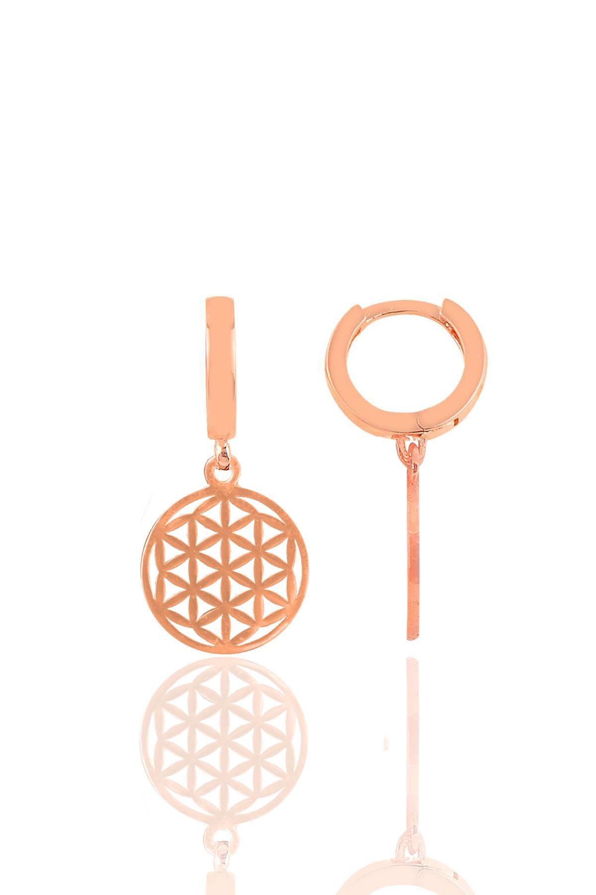 Gümüş rose yaşam çiçeği küpe SGTL11157ROSE