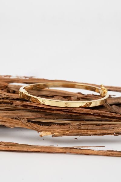 925 ayar Gümüş altın yaldızlı çivi deseni bilezik SGTL13039GOLD