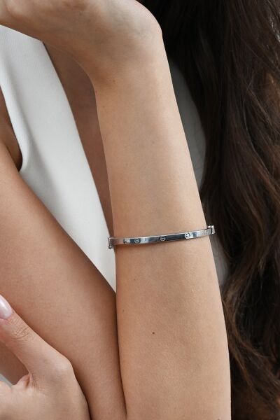 925 ayar Gümüş çivi deseni bilezik SGTL13039RODAJ