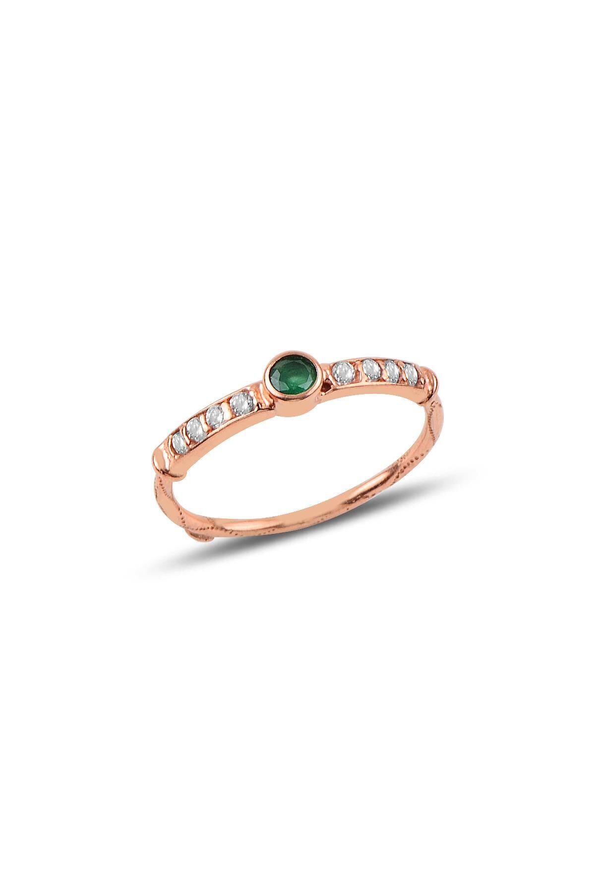 Gümüş ayarlamalı zirkon taşlı yüzük SGTL9951YESİL