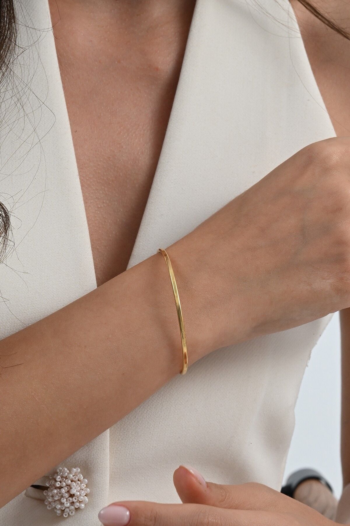 925 ayar gümüş altın yaldızlı kilidi zirkon taşlı lades bilezik  SGTL13040GOLD