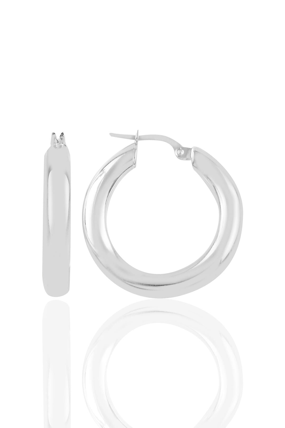 Gümüş  5 mm kalınlığında 29 mm büyüklüğünde kalın gümüş halka küpe SGTL10937RODAJ