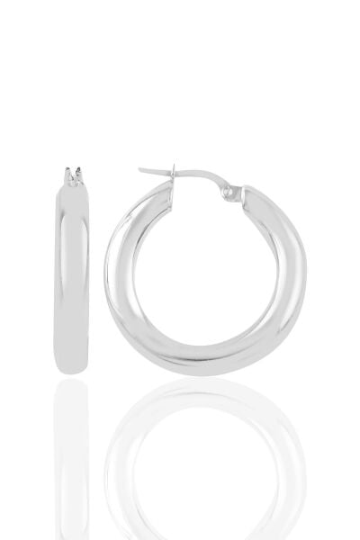 Gümüş  5 mm kalınlığında 29 mm büyüklüğünde kalın gümüş halka küpe SGTL10937RODAJ