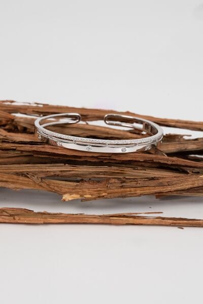 925 ayar gümüş rodyumlu zirkon taşlı özel kilit  tasarım bilezik SGTL13041RODAJ