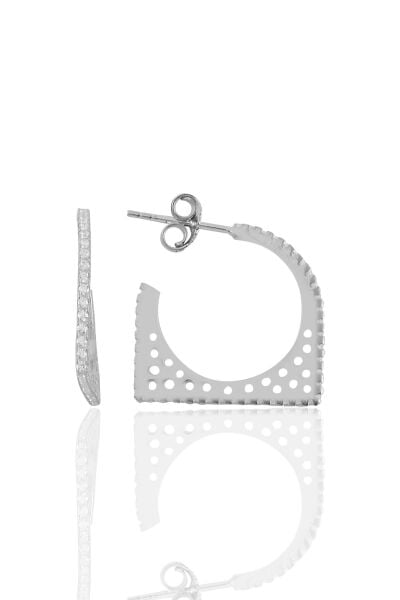Gümüş rodyumlu zirkon taşlı geometrik küpe SGTL11155RODAJ