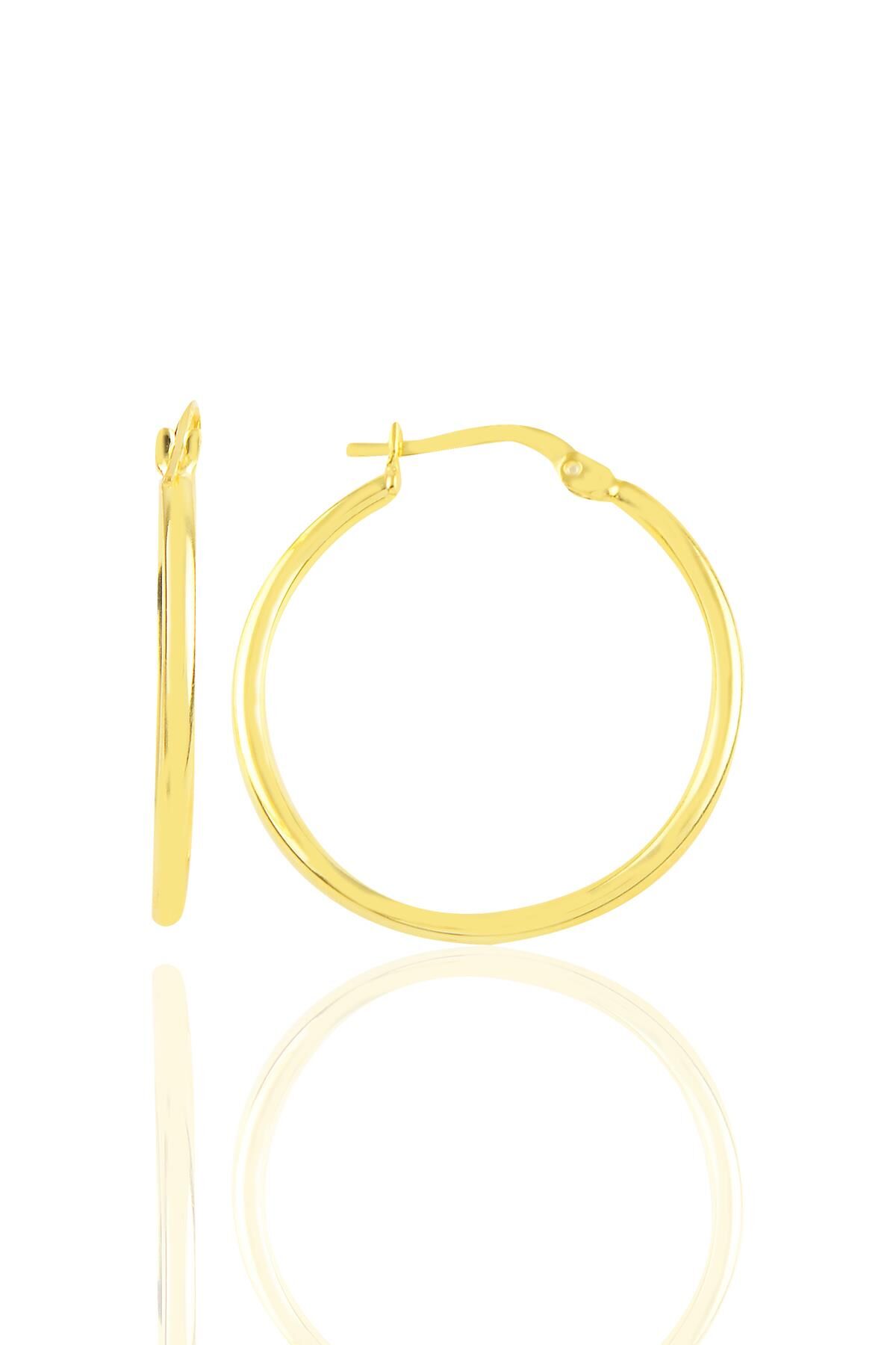 Gümüş altın yaldızlı 29 mm şarnel halka küpe SGTL10939GOLD