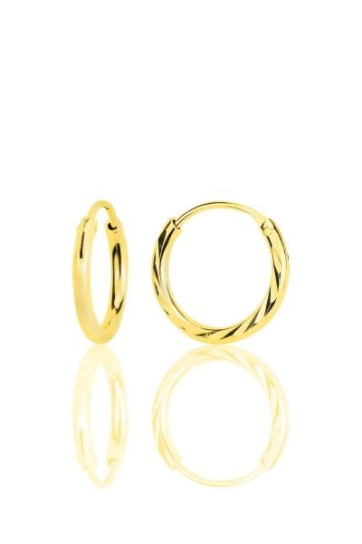 Gümüş altın yaldızlı lazer işlemeli halka küpe SGTL12522GOLD