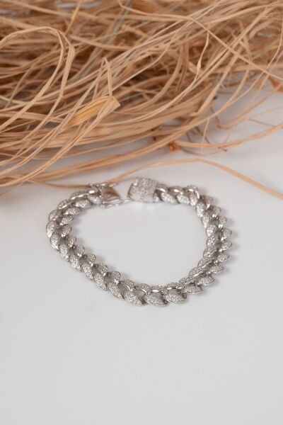 925 ayar gümüş rodyumlu zirkon taşlı ithal gurmet gümüş bileklik SGTL13048RODAJ