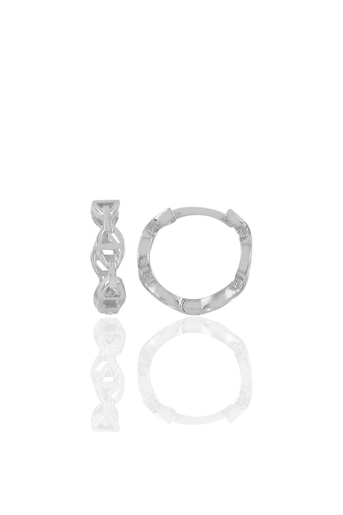 Gümüş rodyumlu düğme modeli halka küpe SGTL11150RODAJ