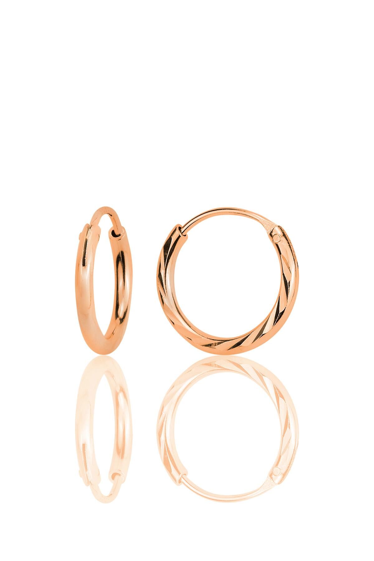 Gümüş rose lazer işlemeli halka küpe SGTL12522ROSE