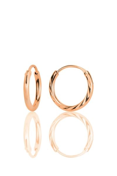 Gümüş rose lazer işlemeli halka küpe SGTL12522ROSE