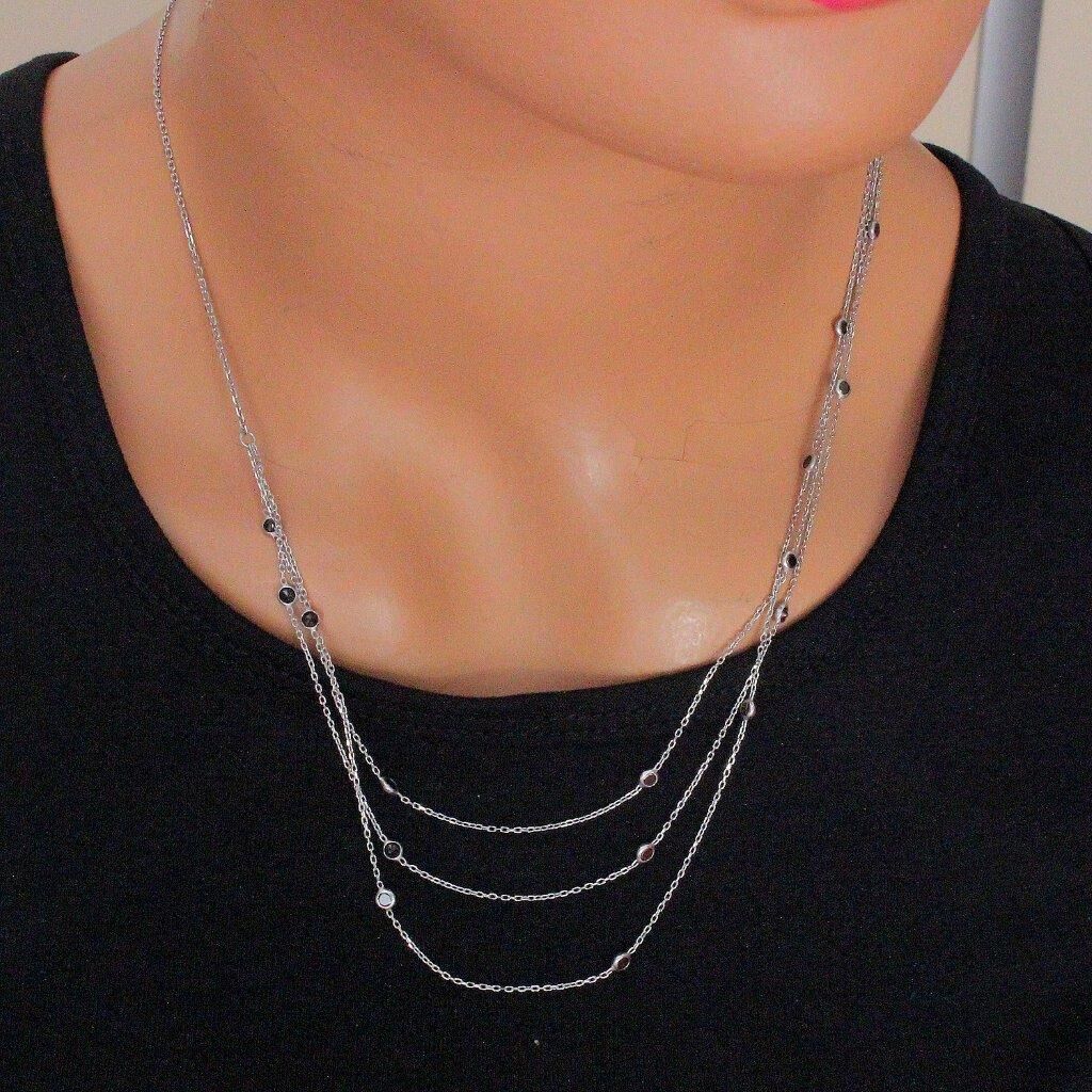 onix taşlı üç zincirli kolye SGTL4538