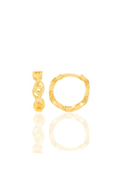 Gümüş altın yaldızlı düğme modeli halka küpe SGTL11150GOLD