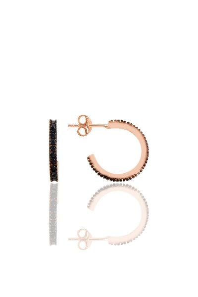 Gümüş rose  onix  taşlı 16 mm tamtur halka küpe SGTL10694SYH
