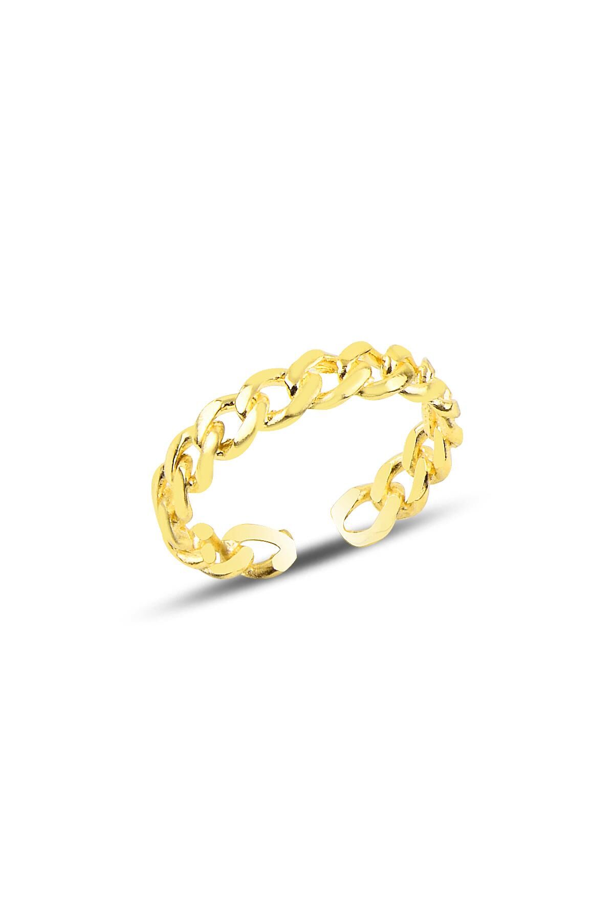 Gümüş ayarlamalı altın rengi zincir modeli yüzük SGTL9959GOLD