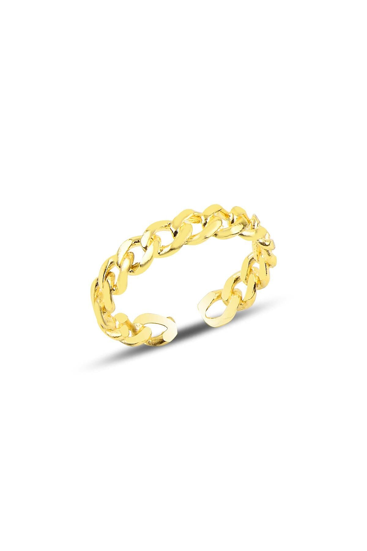 Gümüş ayarlamalı altın rengi zincir modeli yüzük SGTL9959GOLD