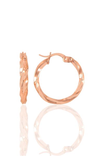Gümüş rose şarnel burgu küpe  SGTL11149ROSE